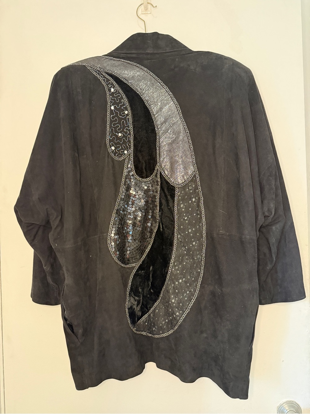 Saks Fifth Ave Judith Ann Creation Black Embellished Suede Jacket - Picture 3 of 6